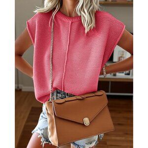 NWOT Pink Cap Sleeve Tank Top Sweater - Small